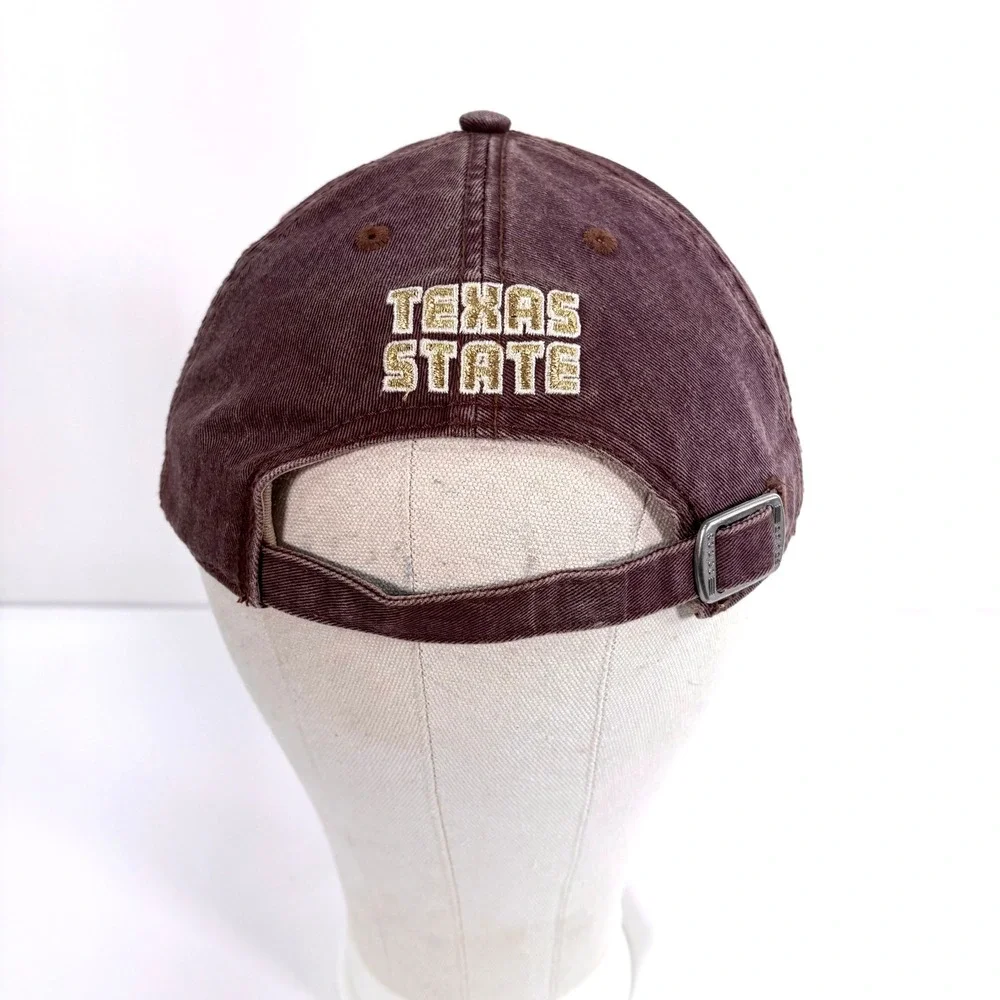 Adidas Texas State Bobcats Hat Distressed Maroon Adjustable Cotton Twill Dad Cap